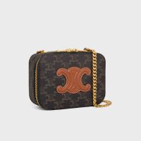 Celine Box Bag On Chain Cuir Triomphe in Triomphe Canvas Brown