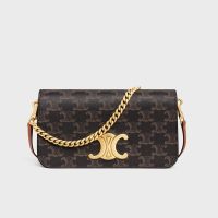 Celine Multipochette Bag in Triomphe Canvas and Calfskin Brown