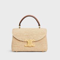 Celine Teen Nino Bag in Raffia and Calfskin Brown