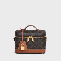 Celine Vanity Case in Triomphe Canvas Brown