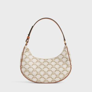 Celine Ava Bag in Triomphe Canvas White