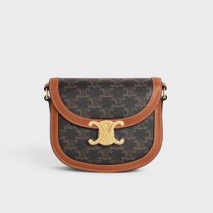 Celine Besace Crossbody Bag in Triomphe Canvas Brown