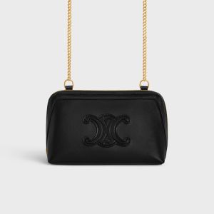 Celine Chain Clutch in Smooth Calfskin with Cuir Triomphe Black