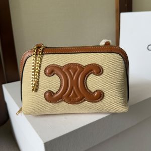Celine Clutch On Chain Cuir Triomphe in Textilee Beige