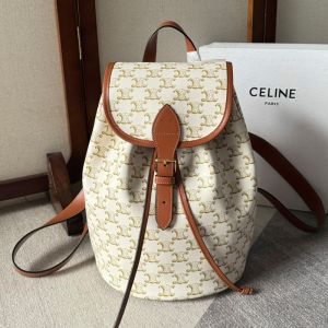 Celine Medium Folco Backpack in Triomphe Canvas White