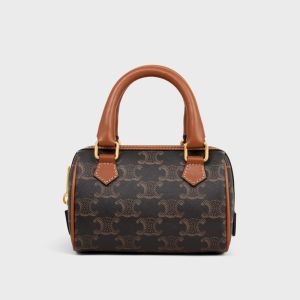 Celine Mini Boston Bag in Triomphe Canvas Brown