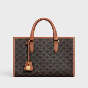 Celine Mini Horizontal Cabas Bag In Triomphe Canvas Brown