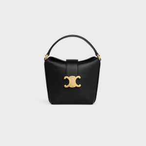 Celine Mini Bucket Bag Triomphe in Smooth Calfskin Black