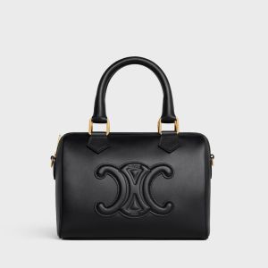 Celine Small Boston Bag in Smooth Calfskin with Cuir Triomphe Black