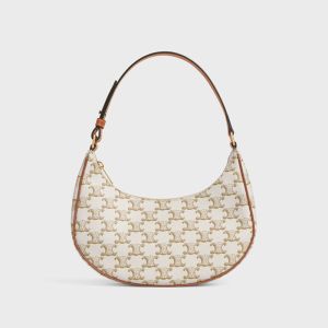 Celine Ava Bag in Triomphe Canvas White