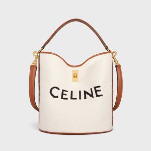 Celine Bucket 16 Bag in Textile with Celine Jacquard Beige