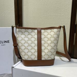 Celine Small Bucket Bag in Triomphe Canvas White