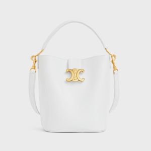Celine Small Louise Bucket Bag in Smooth Calfskin White
