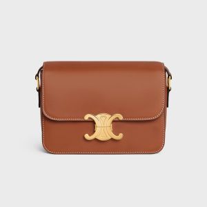 Celine Teen Triomphe Bag in Shiny Calfskin Brown