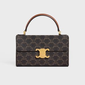 Celine Box Triomphe Bag in Triomphe Canvas Brown