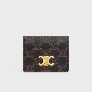 Celine Business Card Holder with Triomphe in Triomphe Canvas Brown