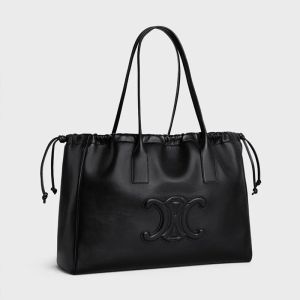 Celine Cabas Drawstring Bag Cuir Triomphe in Smooth Calfskin Black