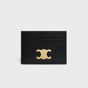 Celine Card Holder in Shiny Calfskin with Triomphe Black