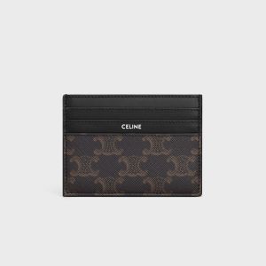 Celine Card Holder in Triomphe Canvas with Celine Print Black