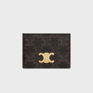 Celine Card Holder in Triomphe Canvas with Triomphe Brown