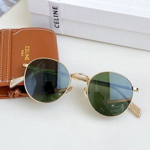 Celine CL40010 Round Sunglasses in Metal and Acetate Green