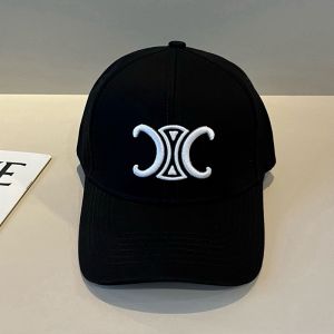 Celine Embroidery Triomphe Baseball Cap in Cotton with Celine Embroidery Black