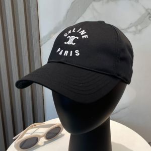 Celine Embroidery Triomphe Letter Baseball Cap in Cotton Black