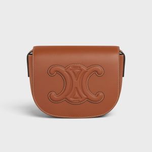 Celine Folco Bag Cuir Triomphe in Smooth Calfskin Brown