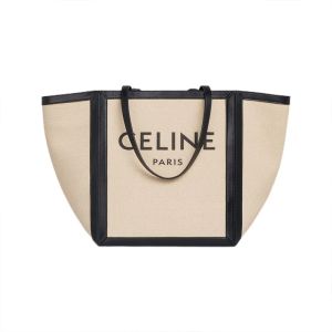 Celine Large Square Bag in Textile with Celine Print Beige