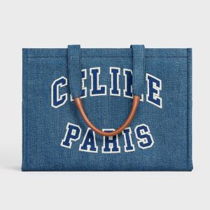 Celine Large Cabas Thais Bag in Denim with Celine Paris Blue