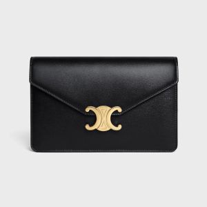 Celine Margo Wallet On Chain in Shiny Calfskin Black