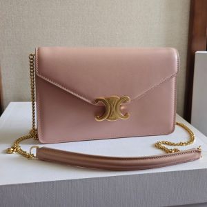 Celine Margo Wallet On Chain in Shiny Calfskin Cherry