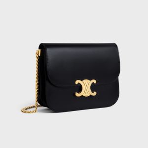 Celine Medium College Bag in Shiny Calfskin Black