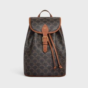 Celine Medium Folco Backpack in Triomphe Canvas Brown