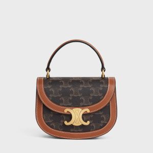 Celine Mini Besace Clea Bag in Triomphe Canvas Brown