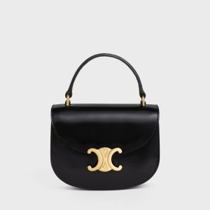 Celine Mini Besace Clea Bag in Shiny Calfskin Black