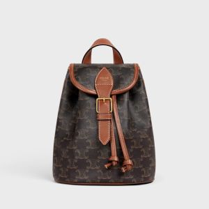 Celine Mini Folco Backpack in Triomphe Canvas Brown