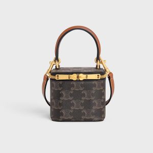 Celine Mini Vanity Case in Triomphe Canvas Brown