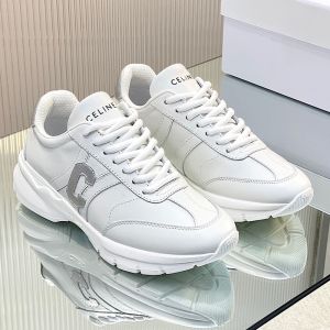Celine Runner CR-02 Low Lace-Up Sneakers Unisex Calfskin White/Silver