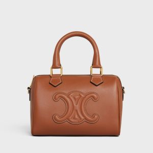Celine Small Boston Bag Cuir Triomphe in Smooth Calfskin Brown