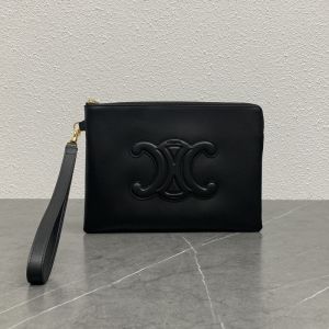 Celine Small Strap Pouch in Smooth Calfskin with Cuir Triomphe Black