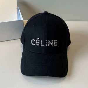 Celine Strass Logo Baseball Cap in Cotton Black