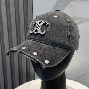 Celine Strass Triomphe Baseball Cap in Denim Dark Grey