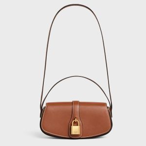 Celine Tabou Clutch On Strap in Smooth Calfskin Brown