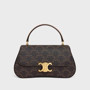 Celine Teen Lola Handbag in Triomphe Canvas Brown
