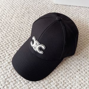 Celine Triomphe Baseball Cap in Twill Fabric Black