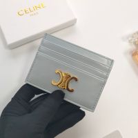 Celine Card Holder in Shiny Calfskin with Triomphe Sky Blue