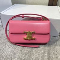 Celine Claude Shoulder Bag in Shiny Calfskin Rose