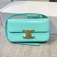 Celine Claude Shoulder Bag in Shiny Calfskin Teal
