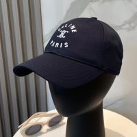 Celine Embroidery Triomphe Letter Baseball Cap in Cotton Navy Blue